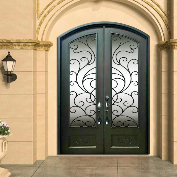 Luxury Exterior Double entrance Main Gate Double Security Door Wrought Iron Front Entry Door