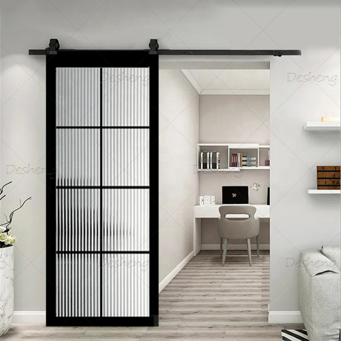 Modern Slim Aluminum Frame Bathroom Study Room Doors Interior Mirror Barn Door Sliding Glass Door