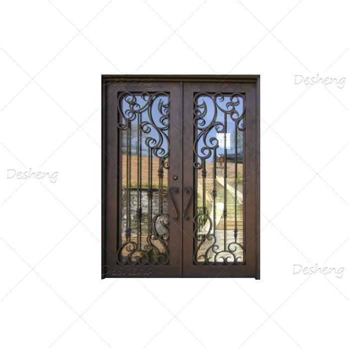 Entry Popular Panoramic Fashion Attractive Design Double Door Entrance Iron Doors