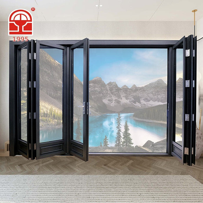 Bifold door Aluminium Thermal Break Double Tempered Glass Exterior bi Folding Sliding Entry Doors