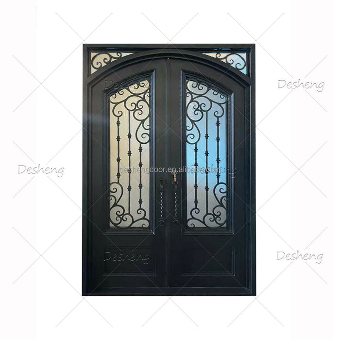 Cheap Price High Quality Wrought Iron modern Security Doors(old) Double Exterior Entrance Doors Front Door