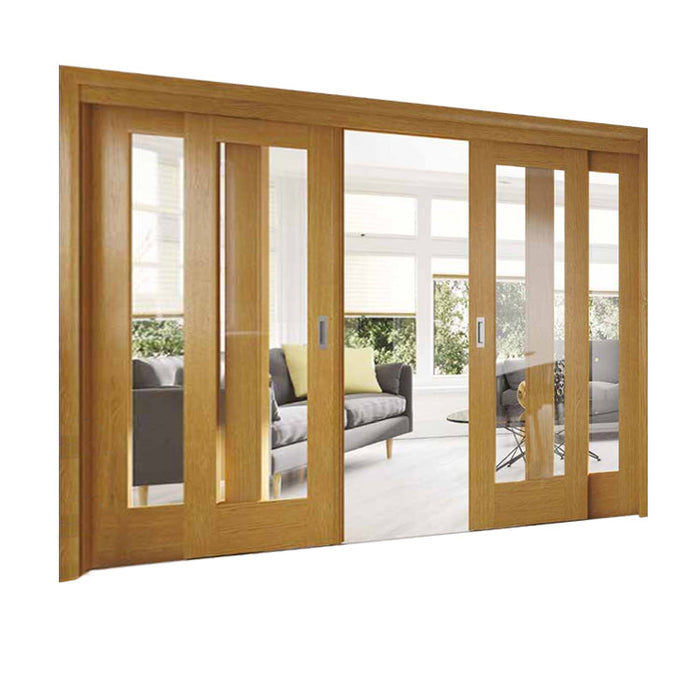 Glass Teak Solid Wood Wholesale Customize Sliding Barn Style Wooden Doors Swing Modern Interior Partition Doors Manual 5 Years