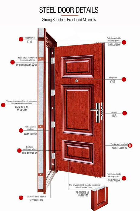 China Factory Home Security Luxury Villa Entrance Iron Stainless Steel Security Doors Designs For House