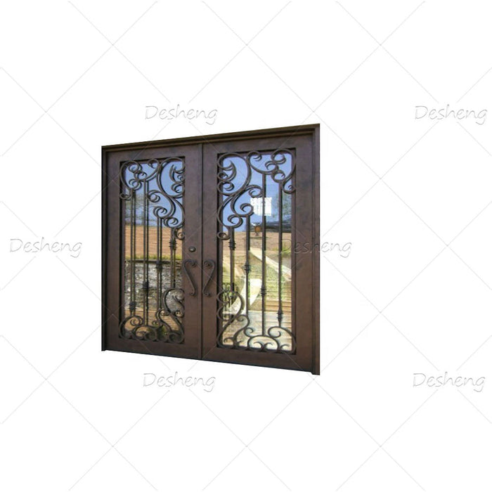 French Design Entrance Door Luxury Steel Entrance Doors Villa Double Modern Wrought Iron Entry Door for House