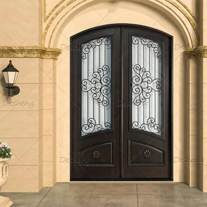 Luxury Customize Front Entry Doors for Villa Security Double Exterior Wrought Iron Steel Entrance Door