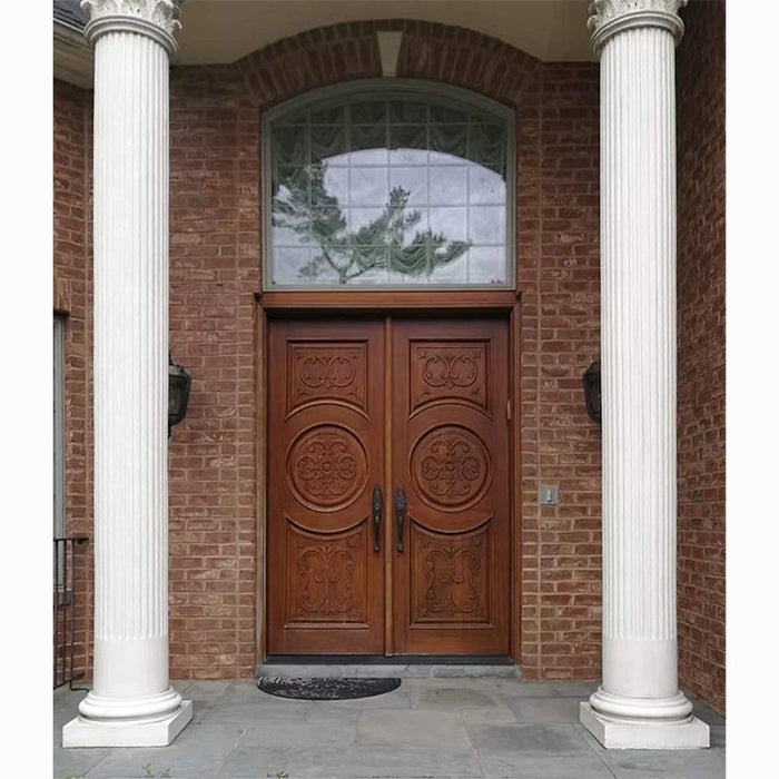 Exterior American Mahogany Entry Doors Double Solid Wood Main Entrance Entrance Wooden Door