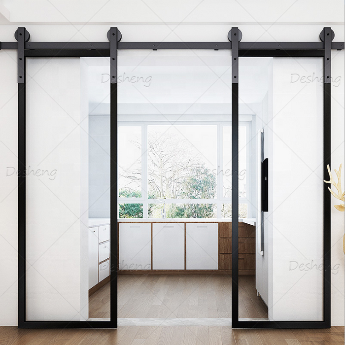 Customized Interior Barn Door China Top Brand Hardware Narrow Slim Aluminum Alloy Frame Slide Glass Door