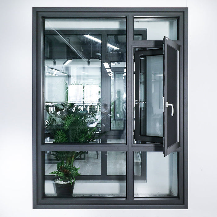 Modern  Thermal Break Home Doors System Casement Windows with Mosquito Net Double  Glass Gray Aluminium Window