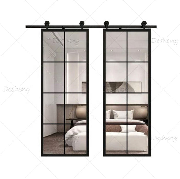 Customized Interior Barn Door China Top Brand Hardware Narrow Slim Aluminum Alloy Frame Slide Glass Door