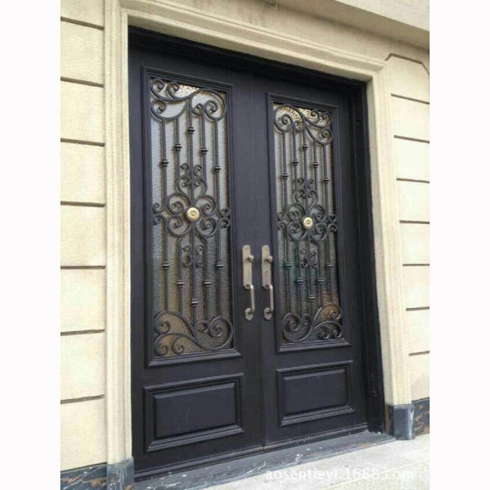 Luxury Exterior Double entrance Main Gate Double Security Door Wrought Iron Front Entry Door