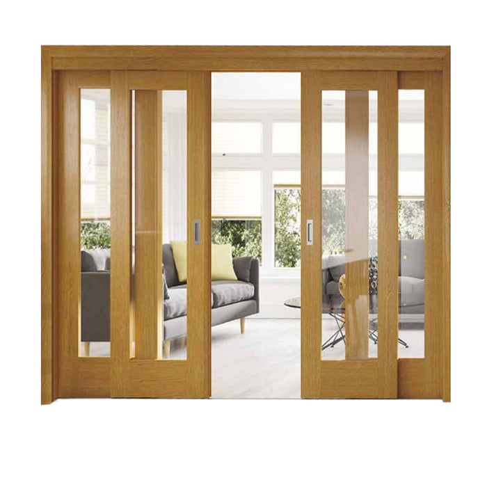 Glass Teak Solid Wood Wholesale Customize Sliding Barn Style Wooden Doors Swing Modern Interior Partition Doors Manual 5 Years