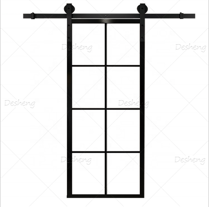 China Supplier Professional Wrought Iron French Entry Barn Door Double Glass Sliding Glass Door Designs