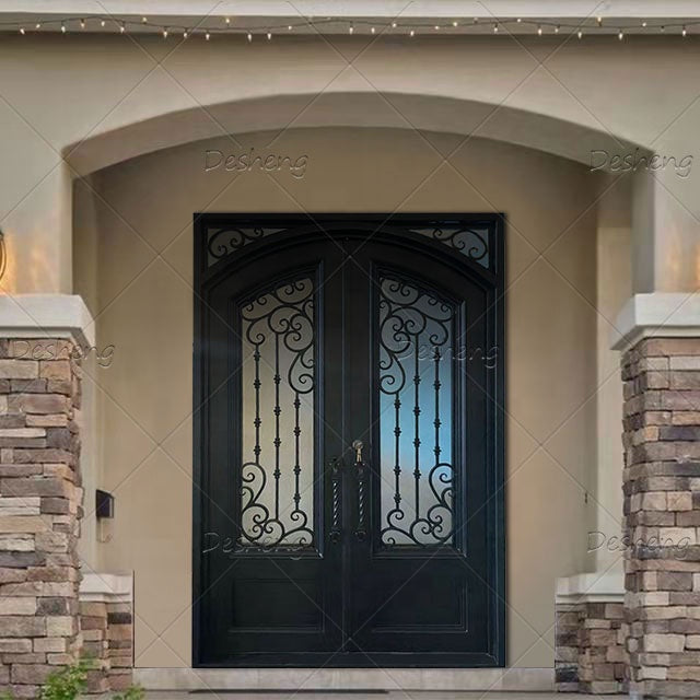 Cheap Price High Quality Wrought Iron modern Security Doors(old) Double Exterior Entrance Doors Front Door